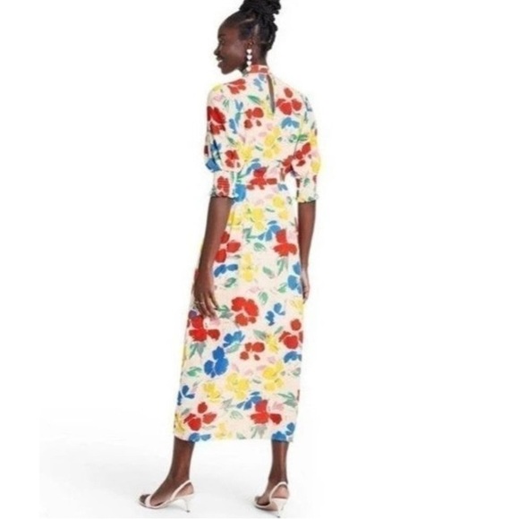 RIXO White Floral Mock Neck Maxi Dress Size 24 plus women’s - Picture 4 of 13